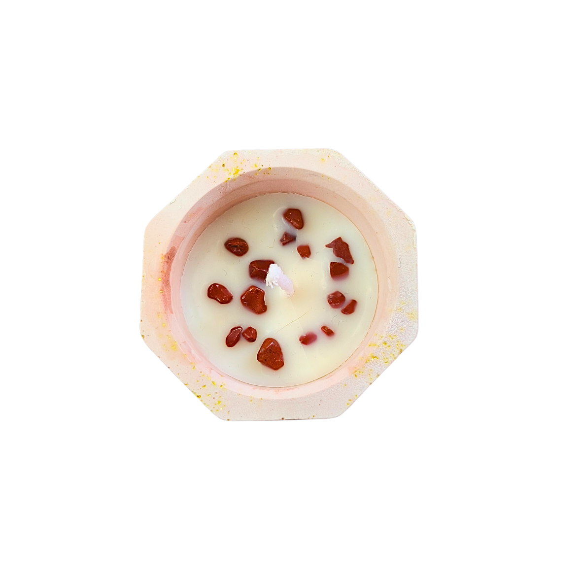Vela Copo com Óleo Essencial de Hortelã-Pimenta e Jaspe Vermelho