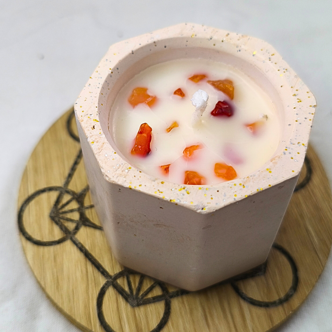 Vela Copo com Óleo Essencial de Laranja e Cornalina