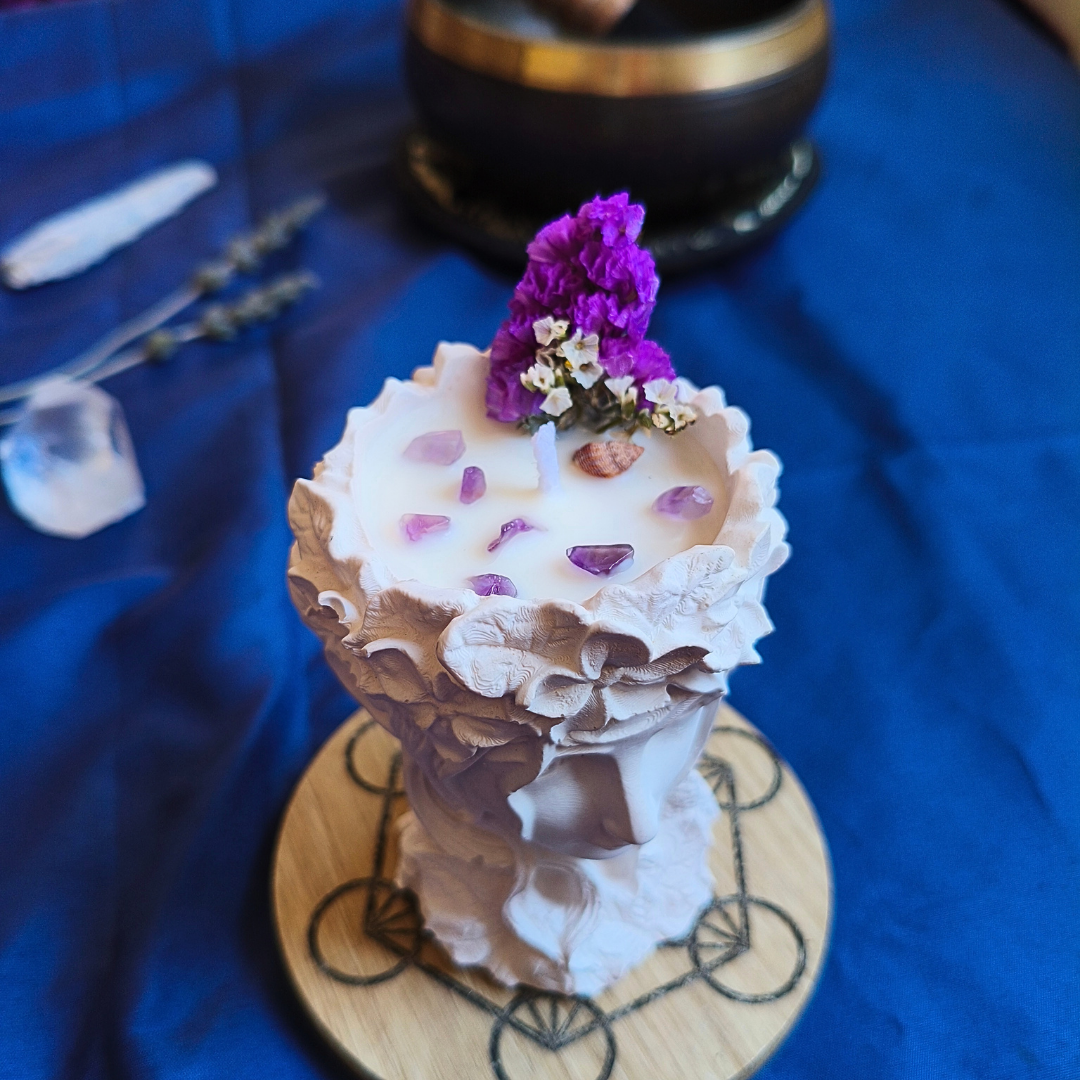 Vela Gaia com Óleo Essencial de Lavanda e Ametista