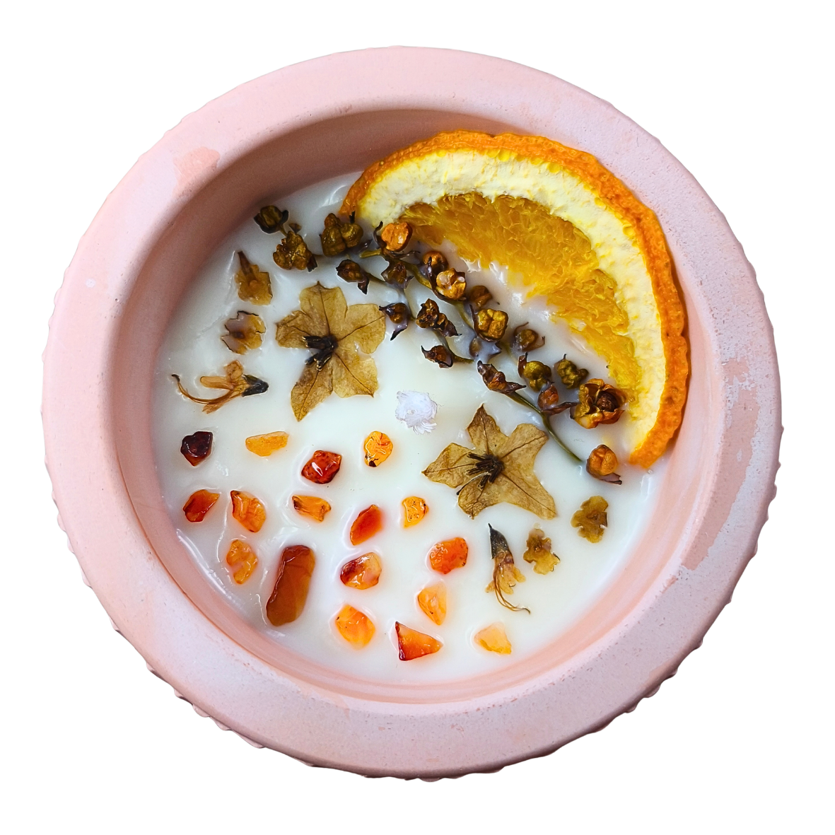 Vela Pote Grande com Óleo Essencial de Laranja e Cornalina