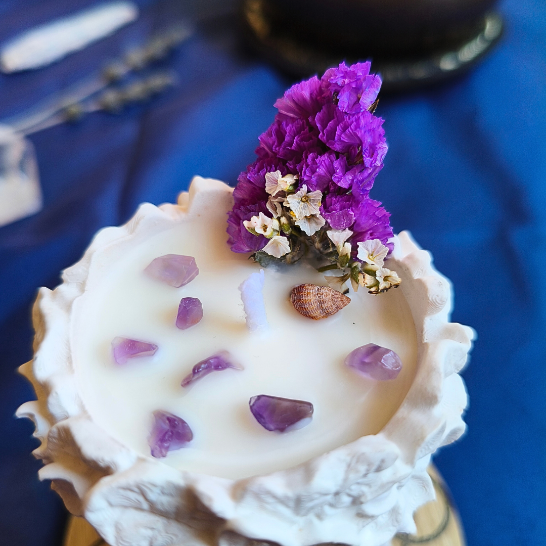 Vela Gaia com Óleo Essencial de Lavanda e Ametista