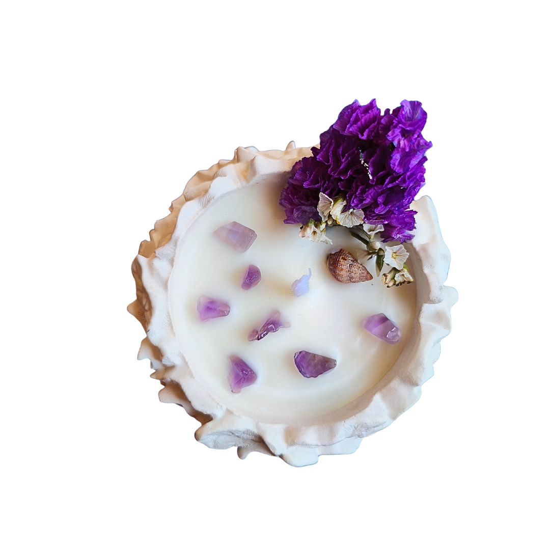 Vela Gaia com Óleo Essencial de Lavanda e Ametista