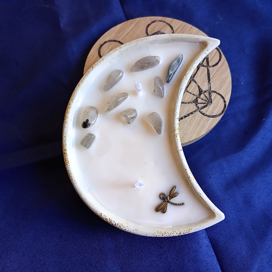 Vela Lua com Óleo Essencial de Alecrim e Labradorite