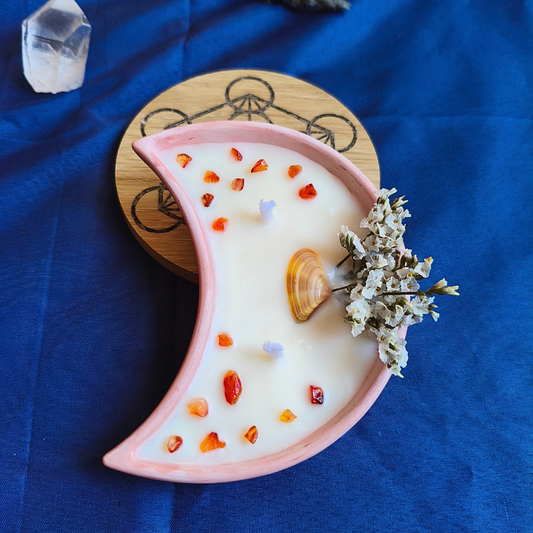 Vela Lua com Óleo Essencial de Laranja e Cornalina