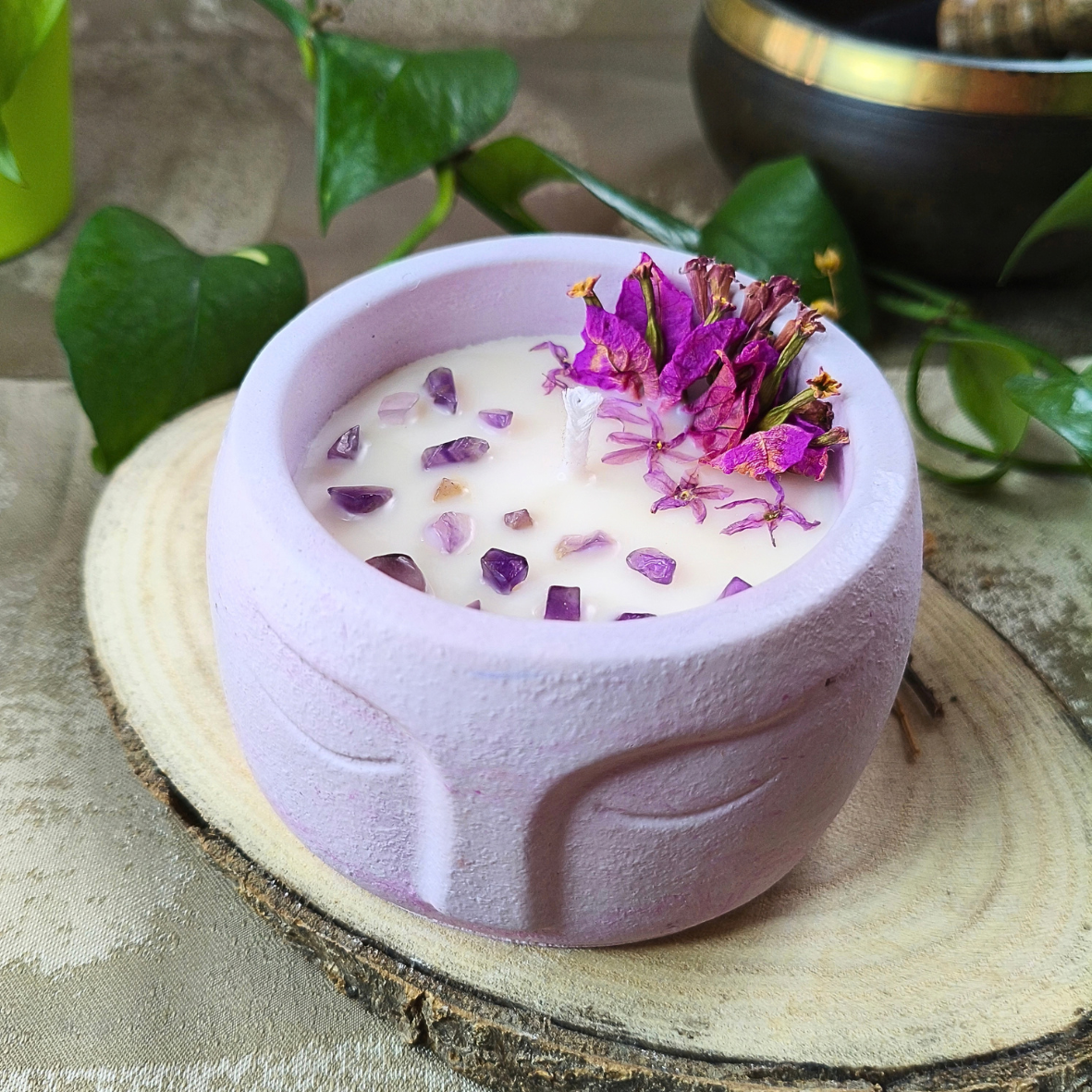 Vela Ânima com Óleo Essencial de Lavanda e Ametista