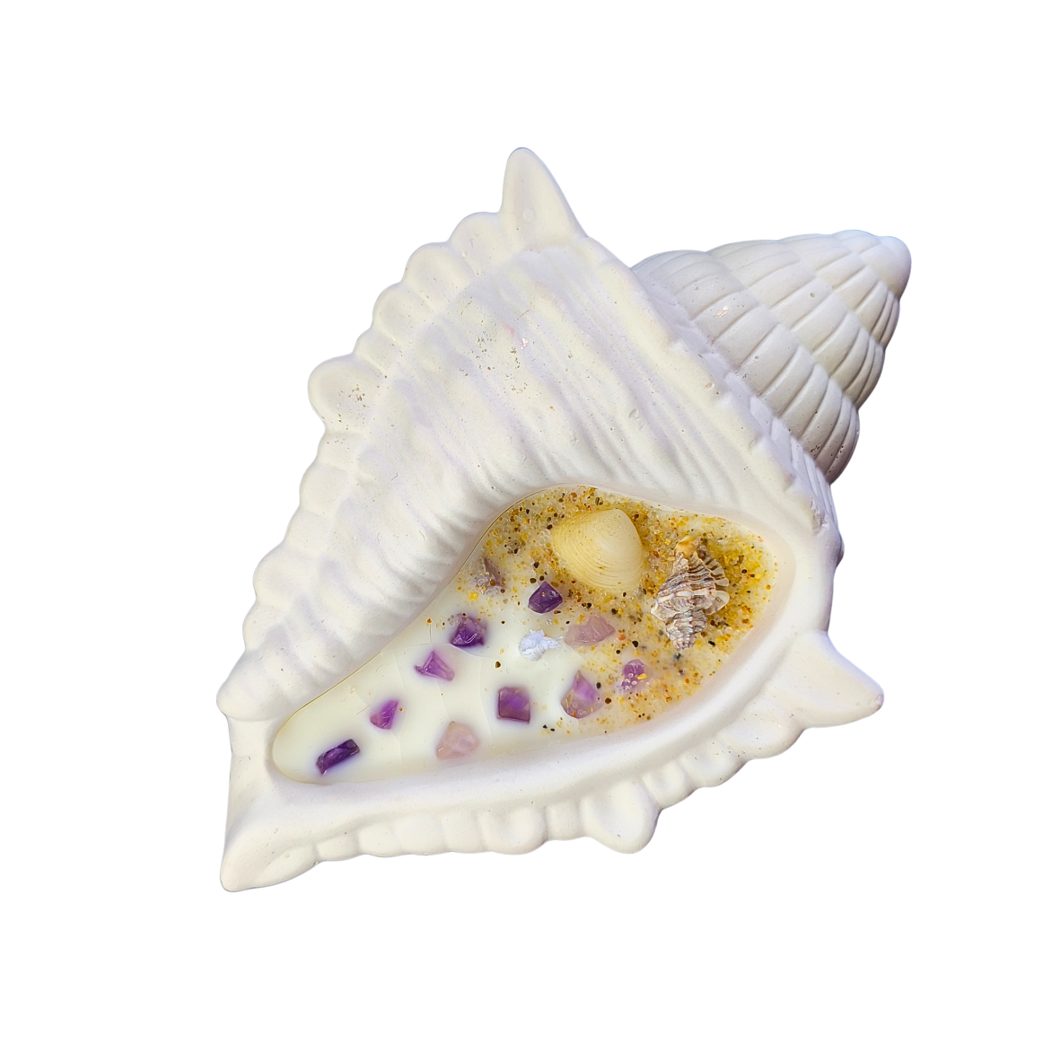 Vela Búzio com Óleo Essencial de Lavanda e Ametista