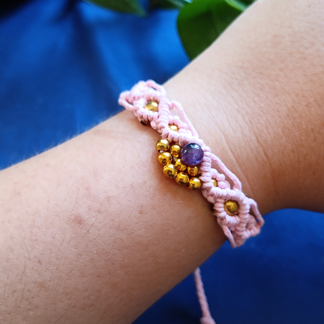 Pulseira Rosa com Ametista